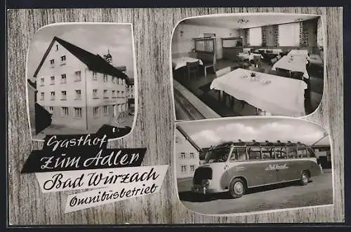 AK Bad Wurzach, Gasthaus zum Adler, Omnibusbetrieb