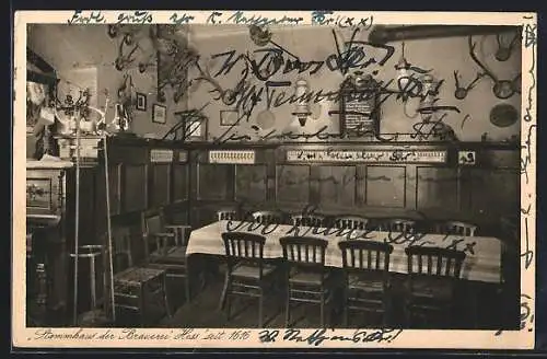 AK Darmstadt, Gasthaus Brauerei-Ausschank Hess Kirchstr. 3, Stammhaus seit 1616