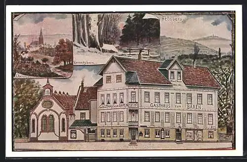 AK Oberursel, Gasthaus zum Bären, Hermannsborn und Feldberg