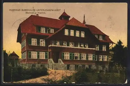 AK Bad Liebenzell-Unterlengenhardt, Blick zum Kurhaus Burghalde