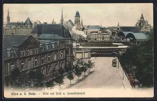 AK Essen a. d. Ruhr, Blick auf Post und Hauptbahnhof