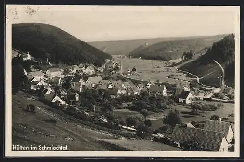 AK Hütten / Schmiechtal, Ortsansicht aus der Vogelschau