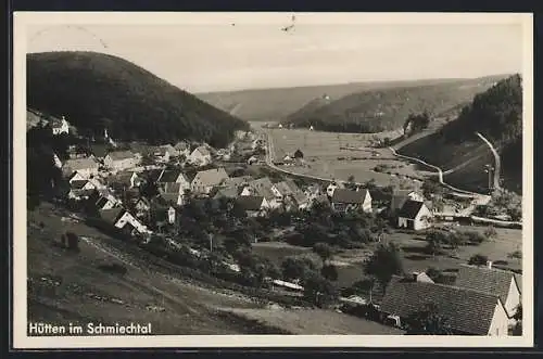 AK Hütten / Schmiechtal, Ortsansicht aus der Vogelschau