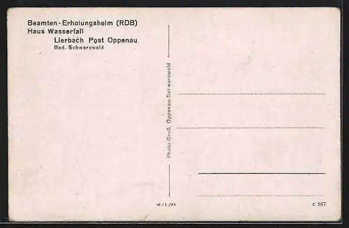 AK Lierbach bei Oppenau, am Beamten-Erholungsheim RDB Haus Wasserfall