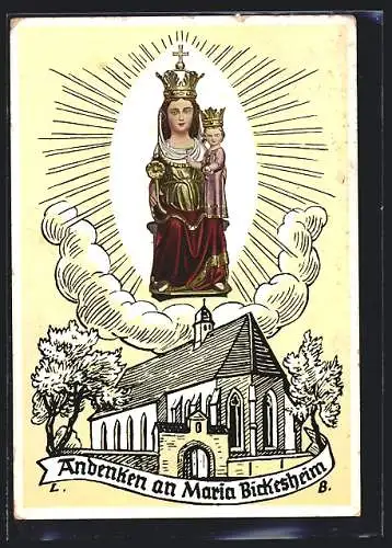 AK Durmersheim i. B., Kirche Maria Bickesheim mit Madonna