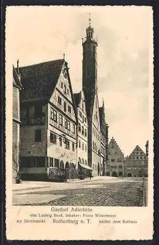 AK Rothenburg / Tauber, Gasthof Adlerbräu, Inh. Franz Widermann, Am Herrnmarkt