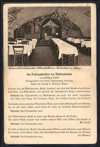 AK Rüdesheim a. Rhein, Gasthaus zum Felsenkeller, Inh. Gebr. L. u. H. Rölz