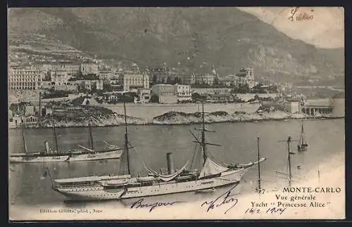 AK Monte-Carlo, Vue générale et Yacht Princesse Alice