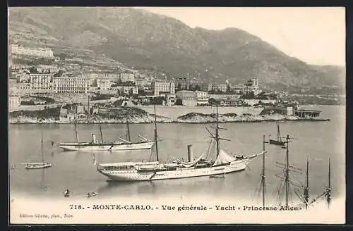 AK Monte-Carlo, Vue générale et Yacht Princesse Alice