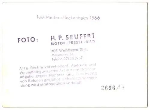 4 Fotografien H. P. Seuffert, Waiblingen, Ansicht Hockenheim, 100-Meilen-Hockenheim 66, Rennwagen, Motorsport