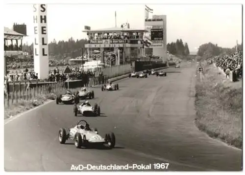 4 Fotografien W. Kotauschek, Porz, Ansicht Nürburg, AvD-Deutschland-Pokal 1967 Nürburgring, Autorennen