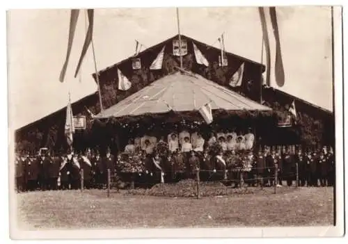 9 Fotografien Ansicht Obernburg am Main, Umzug zur Einweihung des Kriegerdenkmal am 19.06.1910, Kriegervereine