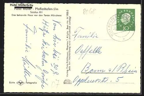 AK Pfaffenhofen / Ilm, Ortsansicht, Hotel Müllerbräu