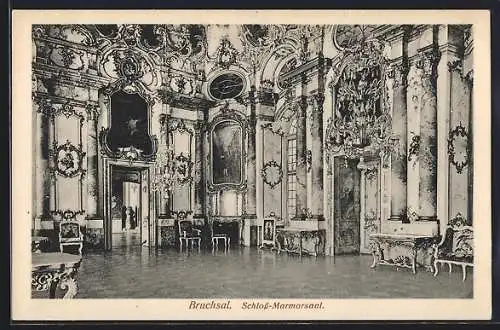 AK Bruchsal, Schloss, Marmorsaal, Innenansicht