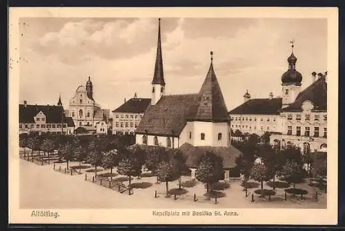 AK Altötting, Kapellplatz mit Basilika St. Anna