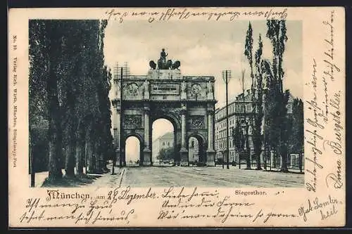 AK München, Strassenpartie am Siegestor