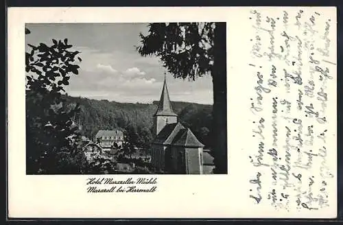 AK Marxzell i. Schw., das Hotel Marxzeller Mühle und die Kirche