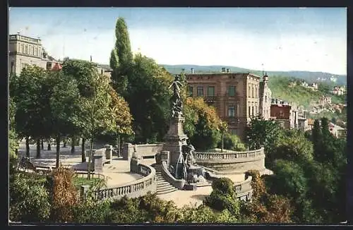 AK Stuttgart, Eugensplatz mit Brunnen