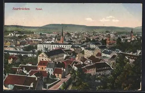 AK Saarbrücken, Totalansicht aus der Vogelschau