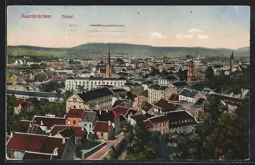 AK Saarbrücken, Totalansicht aus der Vogelschau