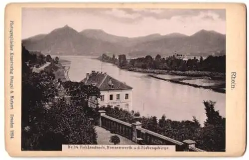 Fotografie Stengel & Markert, Dresden, Ansicht Rolandseck, Gasthaus C. Groyen mit Blick entlang des Rhein