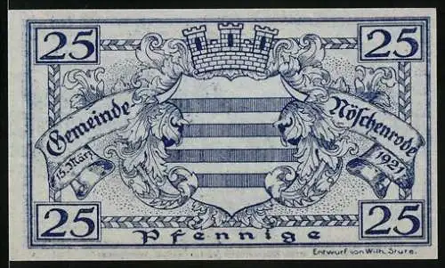 Notgeld Nöschenrode 1921, 25 Pfennig, Wappen und Theobaldikirche