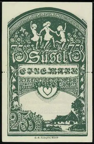 Notgeld Süsel 1920, 1 Mark, tanzende Kinder und ländliche Szene