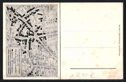 Künstler-AK Donaueschingen, Brand 1908, Teilansicht