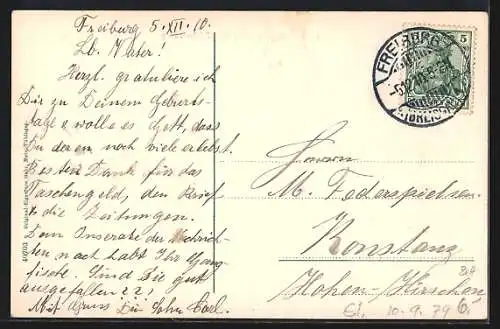 AK Freiburg i. Br., Partie in der Friedrichstrasse