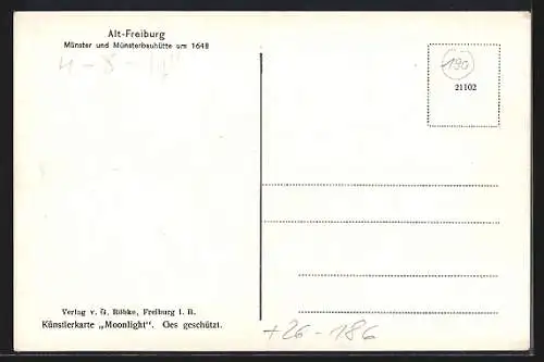 Künstler-AK Eugen Felle: Freiburg / Breisgau, Münster und Münsterbauhütte um 1648