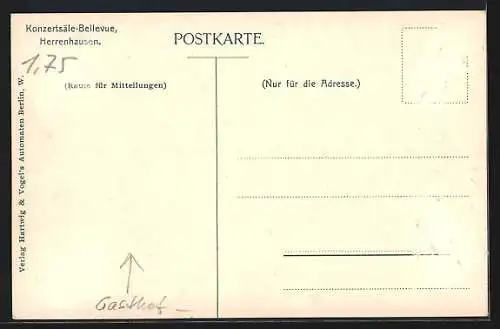 AK Herrenhausen, Innenansicht der Konzertsäle-Bellevue