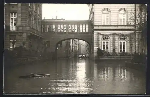 Foto-AK Köln, Hochwasser in der Innenstadt