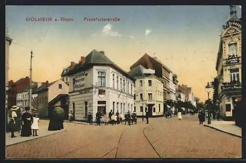 AK Mülheim /Rh., Frankfurterstrasse mit Abzweig am Gasthaus Restauration Siebert