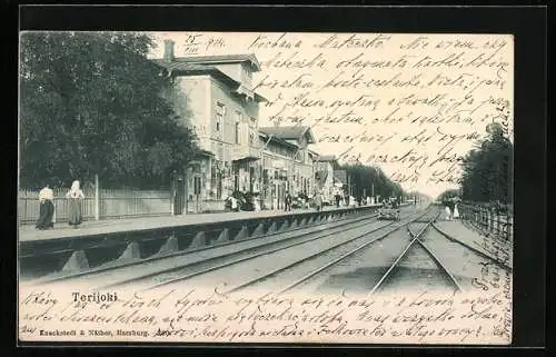 AK Terijoki, Bahnhof mit Bahnsteig