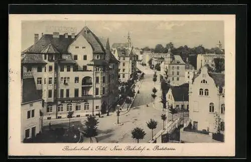 AK Reichenbach i. Schl., Hotel Kaiserhof, Neue Bahnhofstrasse, Poststrasse