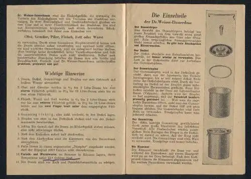 Werbebillet Dr. Weisse-Dauerdose für jedes Einkochgut, Preisliste