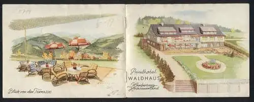 Werbebillet Winterberg /Hochsauerland, Privathotel Waldhaus, Blick von der Terrasse