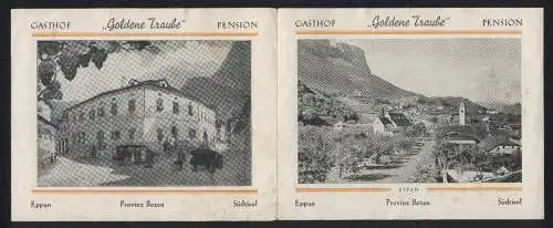 Werbebillet Eppan /Südtirol, Gasthof-Pension Goldene Traube