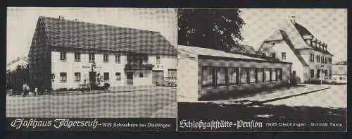 Werbebillet Schrezheim b. Dischingen, Gasthaus Jägersruh, Landkarte