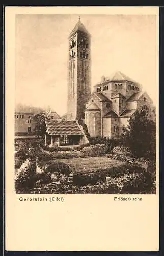 AK Gerolstein /Eifel, Erlöserkirche mit Garten