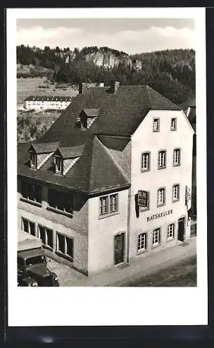 AK Gerolstein /Eifel, Hotel-Restaurant Ratskeller v. Johanna und Else Meier