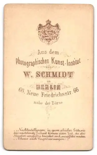 Fotografie W. Schmidt, Berlin, Neue Friedrichsstrasse 66, Porträt eines älteren Paares