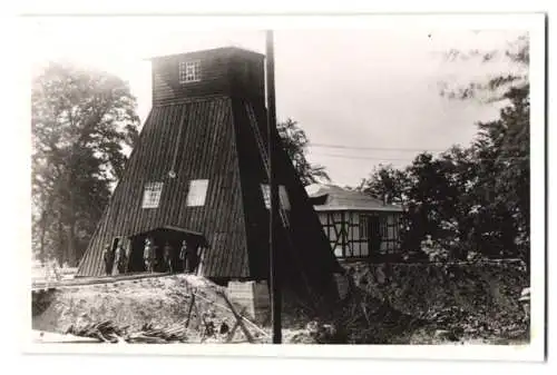 14 Fotografien Geza Straicher, Goslar, Ansicht Gross Döhren, Bergwerk Eisenerzgrube Fortuna, Förderanlagen, Grubenbahn