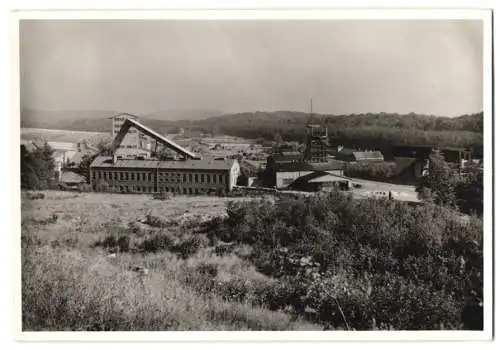 14 Fotografien Geza Straicher, Goslar, Ansicht Gross Döhren, Bergwerk Eisenerzgrube Fortuna, Förderanlagen, Grubenbahn