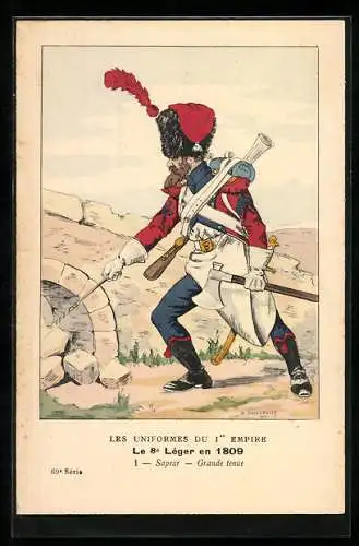 AK Les Uniformes du Ier Empire, Le 8e Leger en 1809, Sapeur