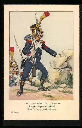 AK Les Uniformes du Ier Empire, Le 8e Leger en 1809, Voltigeur