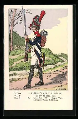 AK Les Uniformes du Ier Empire, Le 30e de Ligne, Grenadier