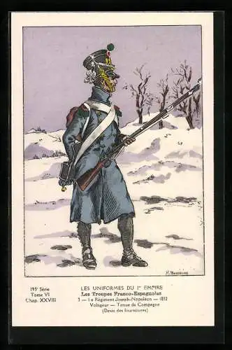 AK Les Uniformes du Ier Empire, Les Troupes Franco-Espagnoles, Regiment Joseph-Napoleon, Voltigeur