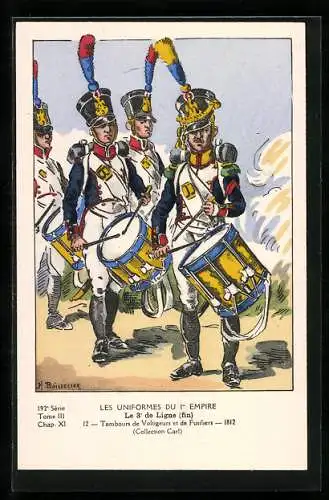 AK Les Uniformes du Ier Empire, Le 3e de Ligne, Tambours de Voltigeurs et de Fusiliers