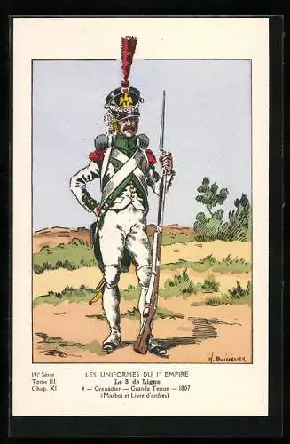 AK Les Uniformes du Ier Empire, Le 3e de Ligne, Grenadier